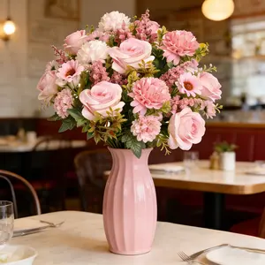 High-End Hydrangea Daisy Rose Artificial Flowers Beautiful Arrangement, Wedding Bridal Bouquet Gifts Party Decorations, Mother's Day Easter Holiday Table Decor Centerpiece