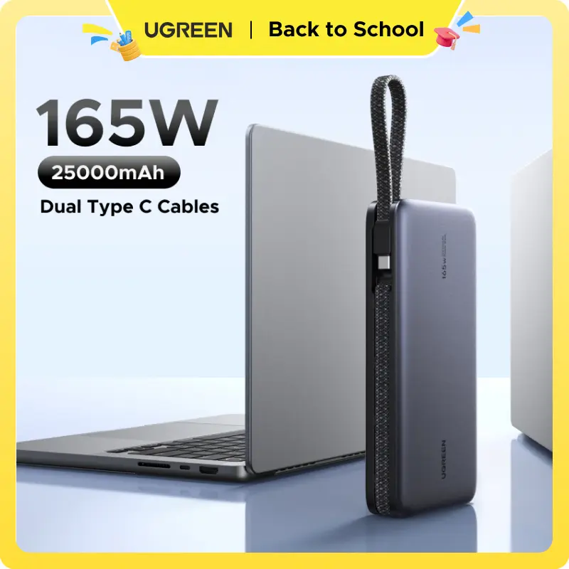 UGREEN Power Bank Bundle - 25000mAh PD145W & 20000mAh PD100W Portable Battery Powered Travel Gadgets, Type C Cable for iPhone 17/16 Pro Max Mobile Devices, On-the-Road Phone Accessories,tiktokshopbacktoschool