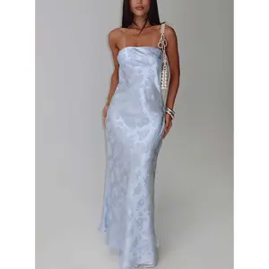 Haley Maxi Dress Blue Jacquard