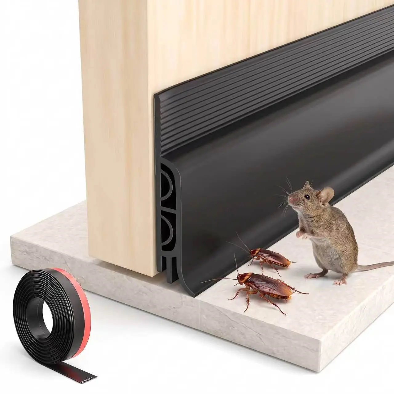 39" Under Door Draft Stopper – Black Door Sweep for Soundproofing, Noise Blocking, and Gap Sealing, Door Sweep For Bottom Of Door