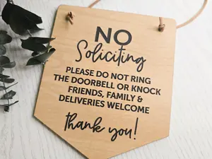 No Soliciting Hanging Door Sign