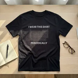 Periodic Table Graphic T-Shirt, I Wear This Shirt Periodically Tee, Funny Science Humor Shirt, Nerdy Chemistry Graphic Tee, Geek Gift for Students Teachers, Unisex Cotton Casual Top, STEM Humor Apparel, Viral TikTok Trend Outfit