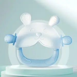 Frosted Silicone Rabbit-Shaped Baby Teething Mitten with Storage Case - BPA-Free, Food-Grade Material, Anti-Drop Hand Guard, Multi-Textured Safe Teething Toy, Baby Accessories