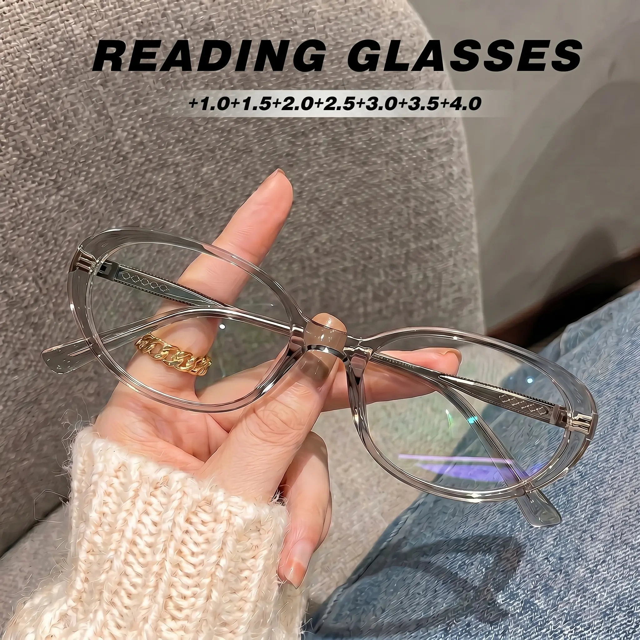 Fashionable Simple Oval Reading Glasses, Women's Blue Light Blocking Style Metal Temples, Daily Casual College Style, Fashionable Frames Glasses, Stylish Eyeglass