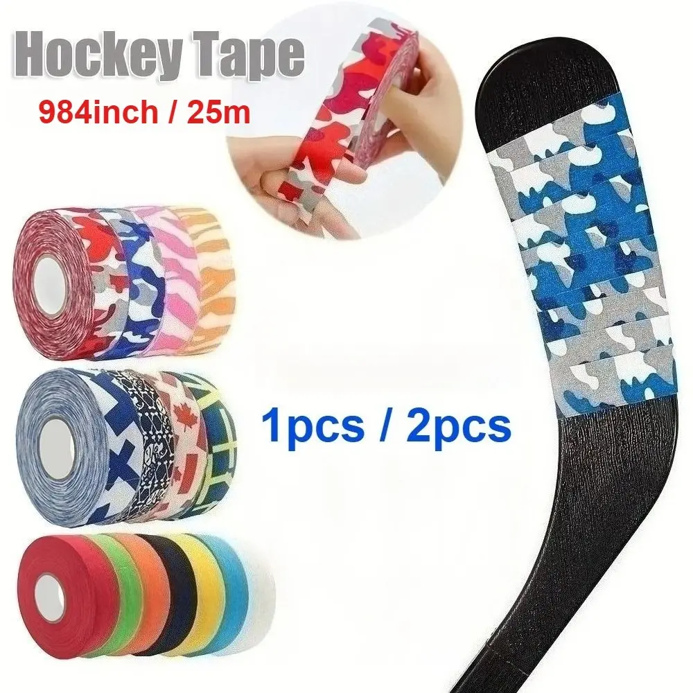 1 Roll/2 Roll 2.5cmx25m Ice Hockey Grip Tape, Multi-Purpose Anti-Slip Hockey Stick Tape, for Hockey Shaft, Colorful Athletic Training Sports Tape, Sports Wrap, Durable Poly Material, Sports Wrap Around