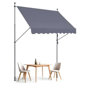 summervibes VEVOR 98x 47 Patio Awning Retractable, Awning Sunshade Shelter with Manual Crank Handle, Outdoor Patio Canopy Sunsetter Deck, Adjustable Height from 86 to 122 in, for Patio/Balcony/Yard, Dark Gray, Patio Shade