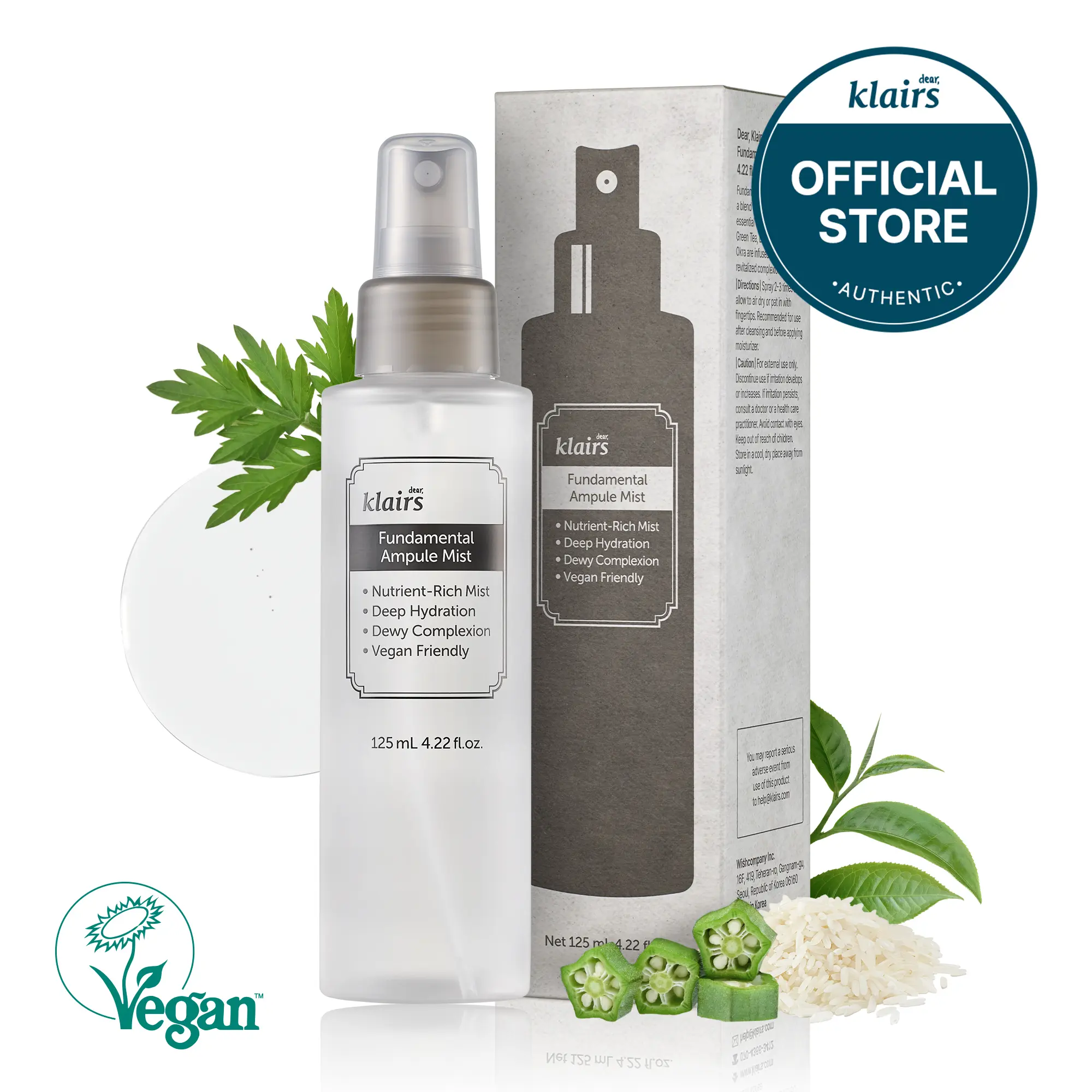 [Dear Klairs Official] Fundamental Ampule Mist, Panthenol, 75% Matcha Green Tea Korean Face Toner, Dewy Healthy Glow look, After Makeup, Hydrating, Lightweight | Alcohol, Fragrance-Free ,Hyaluronic Acid, Skin Barrier,Restore Moisturizer Cosmetics