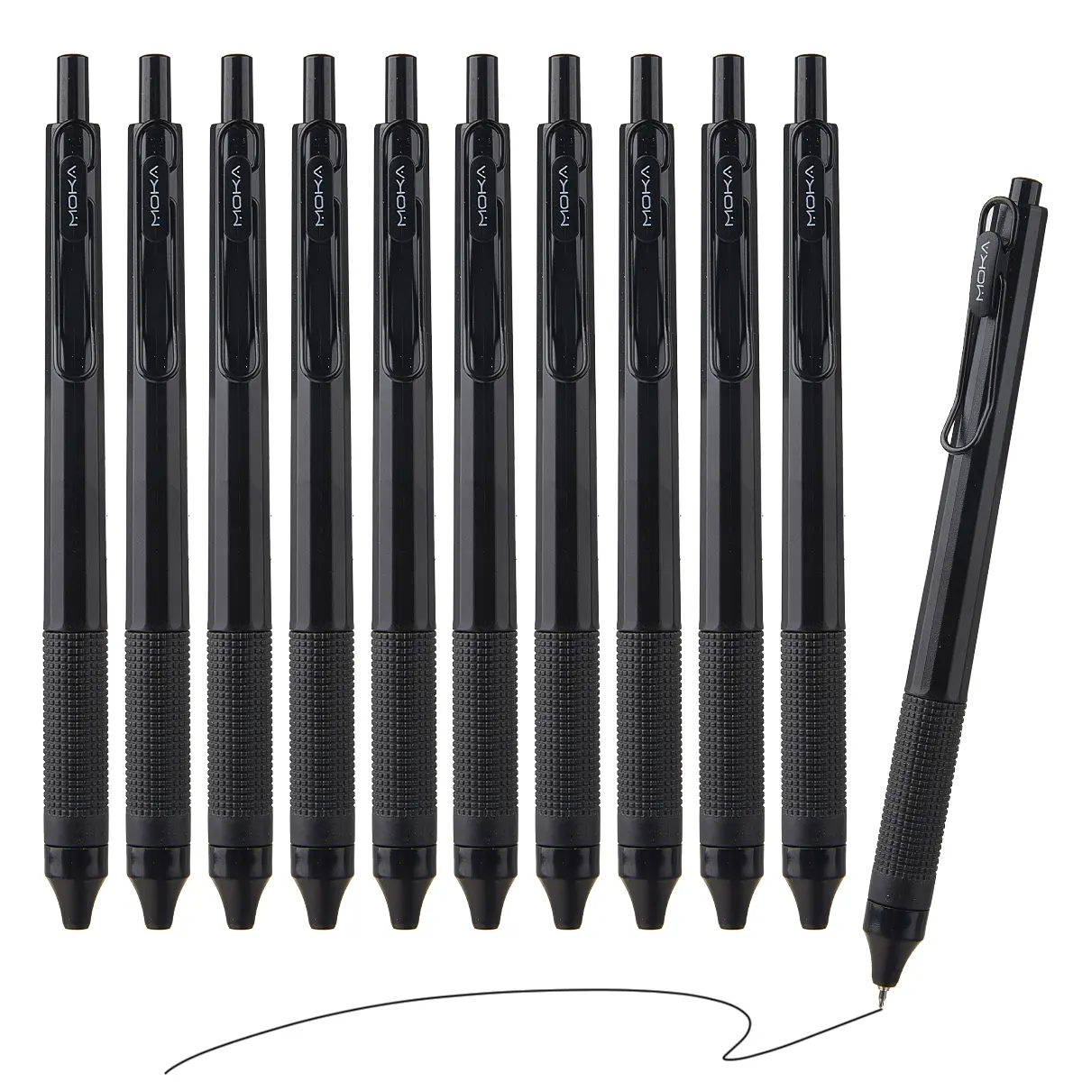 Black Warrior 6-Pack Retractable Gel Pens 0.5mm ST Fine Point Super Smooth Writing Smudge-Free Quick-Dry Black Ink Aesthetic School Supplies for Exam & Notes,Essential Back to School Long-Lasting Black Ink Pens Kit,Sleek All-Black Stationery Supplies summ