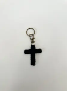 Macrame Cross Keychain - Black