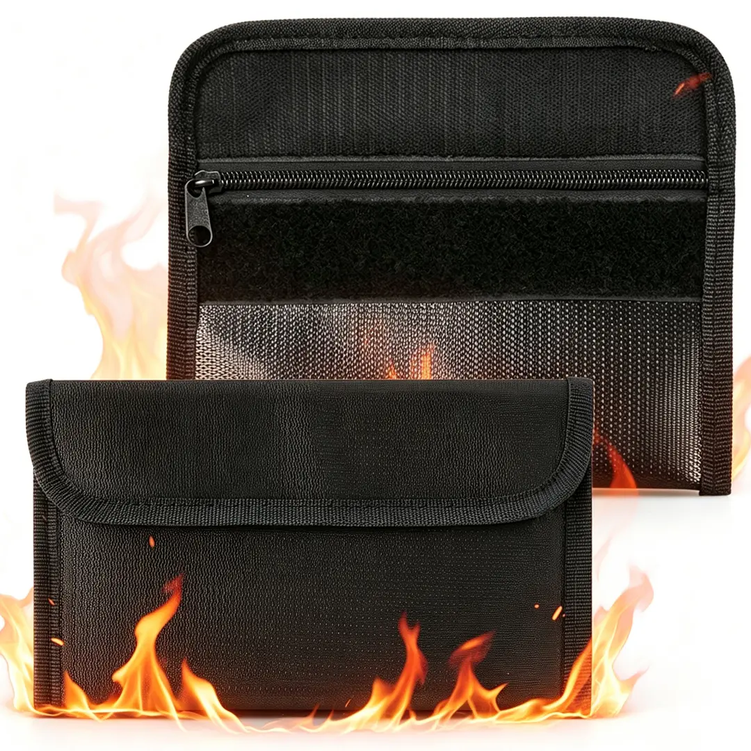 HOMEYA 1/2Pack Small Fireproof Money Bags, 7.9"x4.6" Fireproof Document Bag, Fireproof Safe Storage Pouch with Zipper for Cash, Valuables, Passport, Currency & Keys