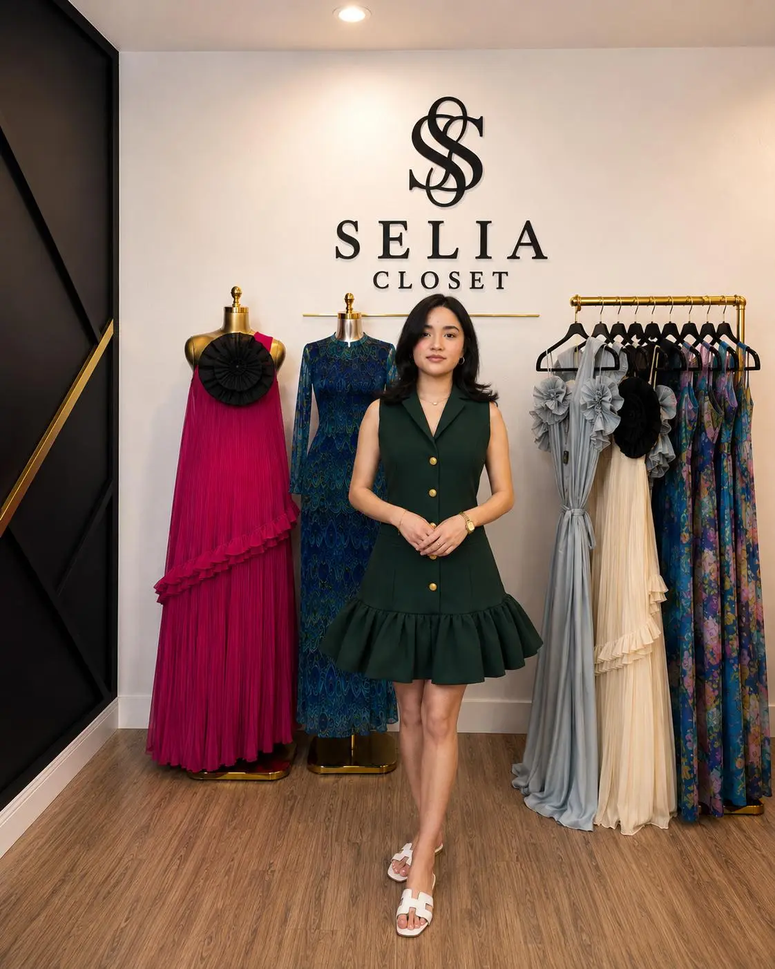 SELIA Black Tailored Ruffle Blazer Mini Dress