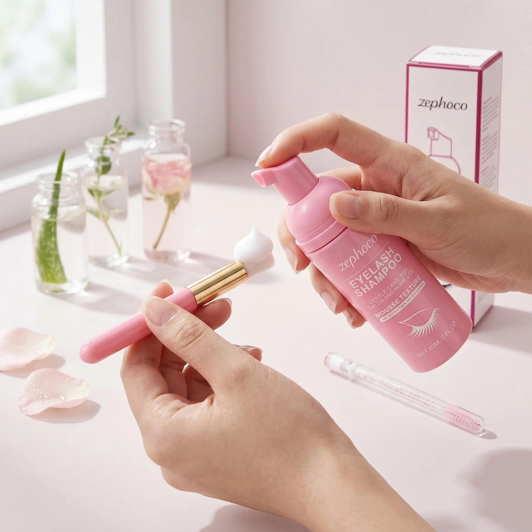 Lashes Care Kit, Gentle Lashes Treatment, Deep Cleanse, Refreshing Makeup Remover Cleanser, Daily Convenient Lashes Care, Eyelash Foam Cleanser, Cleanser Lash Shampoo, Liquid Form