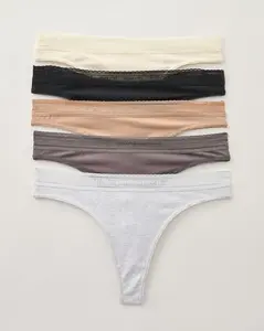 Cotton Thong with Logo Waistband 5 Pack