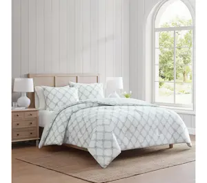 Martha Stewart Romantic Trellis Blue/Green Queen Comforter Set