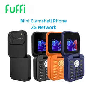 FUFFI mini foldable clamshell phone, 2G network, dual SIM dual standby, 1.77-inch screen, 1000 mAh battery, strong flashlight/FM radio/ portable lanyard, supports maximum 8GB card expansion capacity