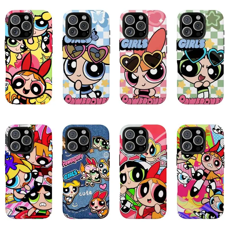 Cute Anime Girls Custom Rubber Phone Case - Kawaii Chibi Character Protective Shell with Wireless Charging Compatibility & Shock Resistance for iPhone 17,16,15 & Samsung Galaxy