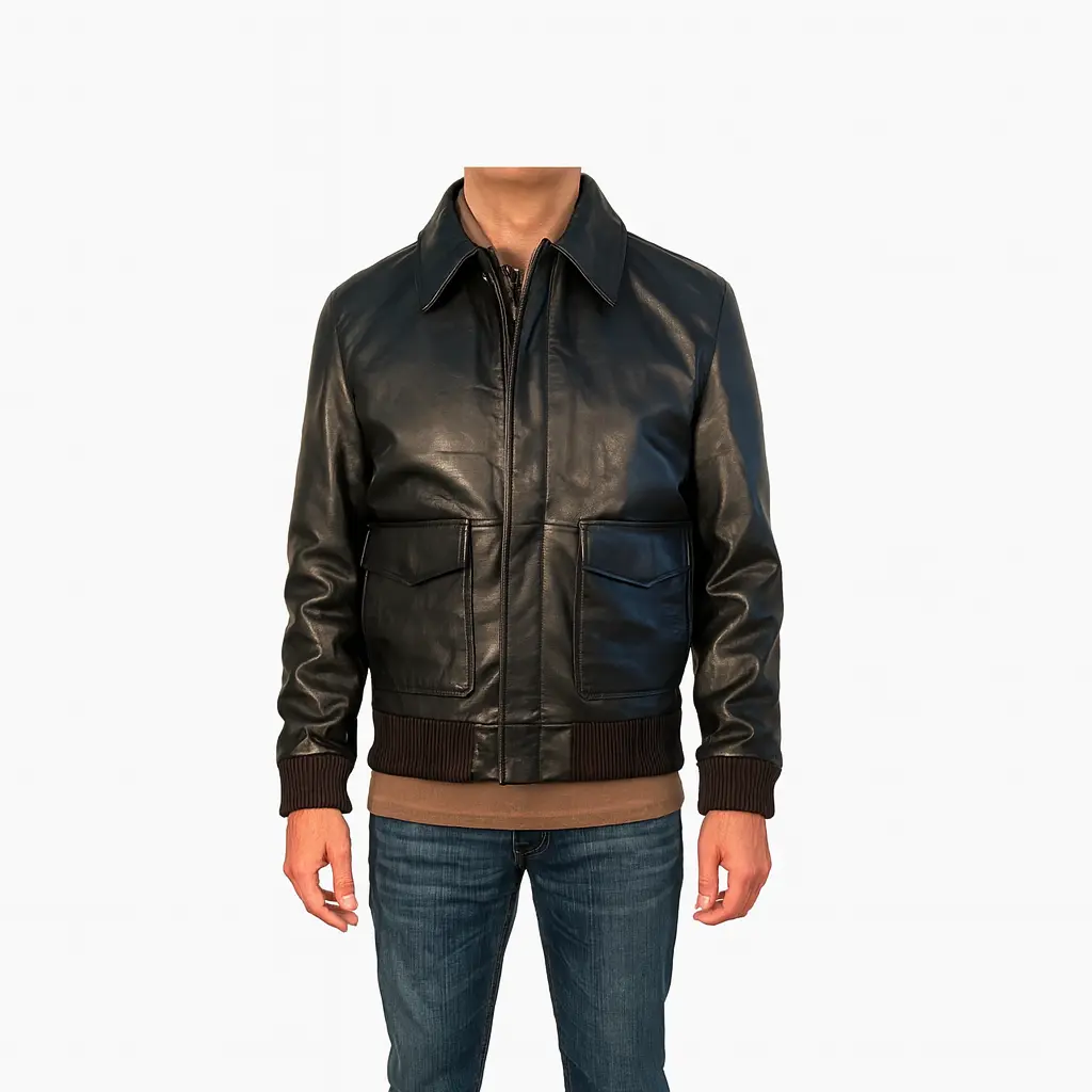 Pelleaura Men's Dark Brown Antique Leather Biker Jacket with Classic Design and Pockets - Long Sleeve, Premium Sheep Leather, Adjustable Fit