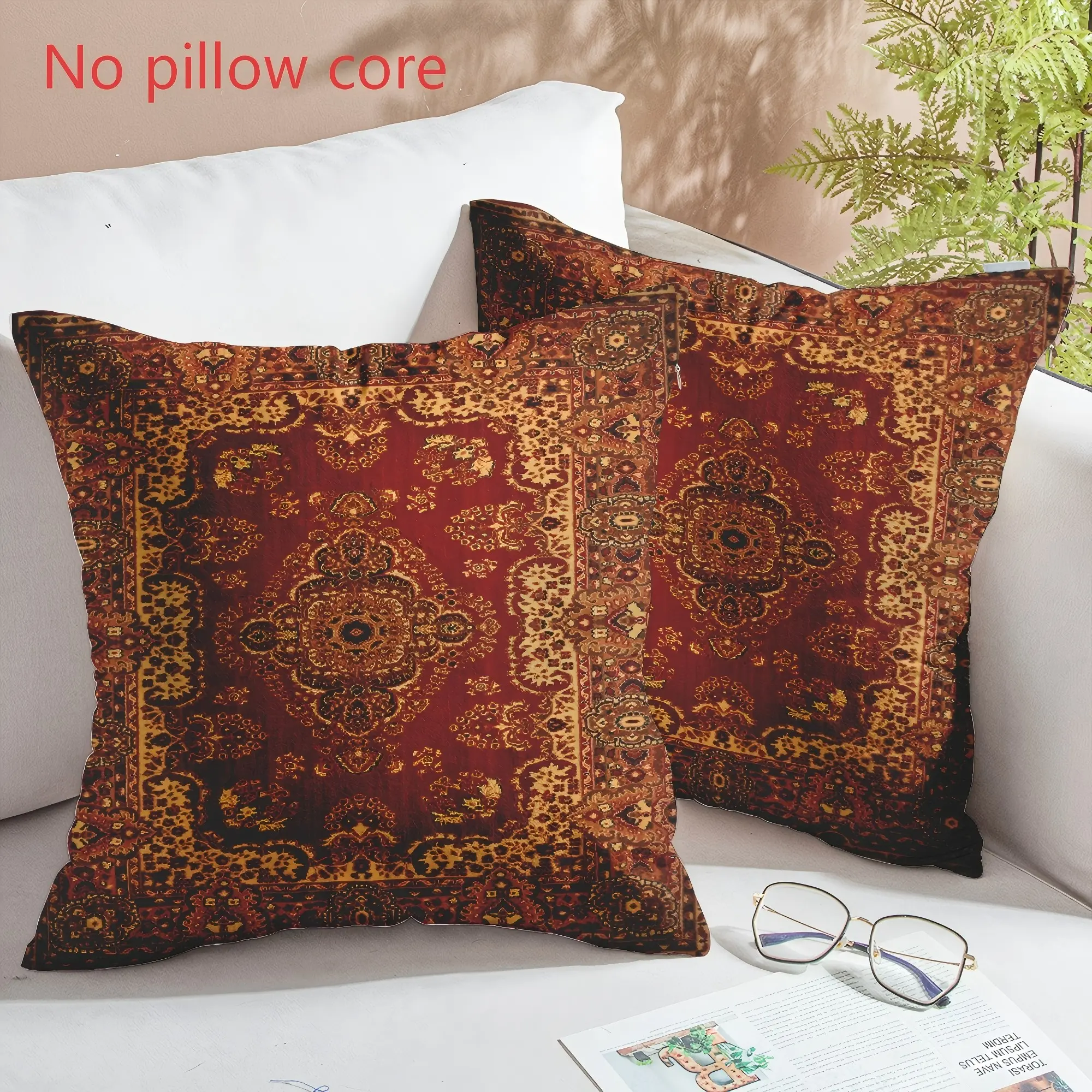 2PCS, pillow cover, pillow case, Bohemian theme, retro floral pattern cushion cover, Home Textile, Bedroom Decorative Accessories, suitable for sofa and chair in living room and bedroom (excluding pillow core)