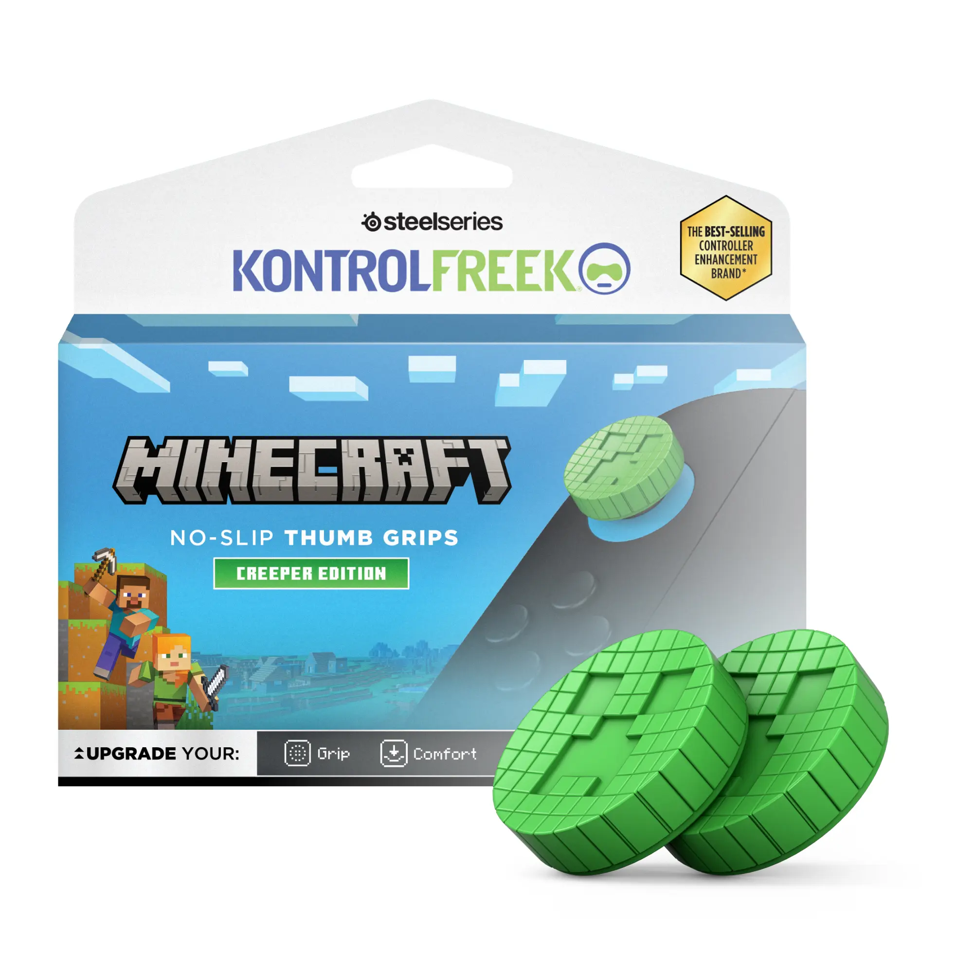 KontrolFreek Minecraft Creeper No-Slip Thumb Grips for Nintendo Switch 2 Joy-Con Controller | Green