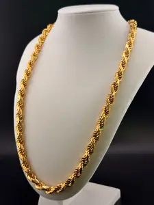 8mm Italian Rope Chain – Solid 925 Sterling Silver with 14K Gold Bonded – 24” Heavy 126g Rope Necklace | Made in Italy