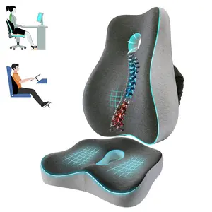 Office chair cushion and lumbar pillow, car seat cushion back pillow, memory foam chair lift back lumbar, - gray seat cushion with contour design, the best chair accessories recommended by masters, Seat Back Cushions