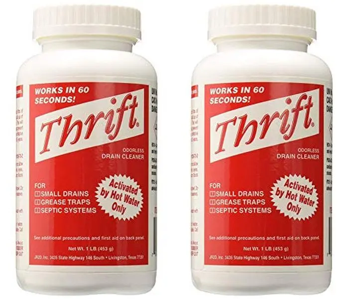 Thrift T-100 Alkaline-Based 1-Pound Granular Drain Cleaner Powder, 2-Pack Household Plumbing Cleaner