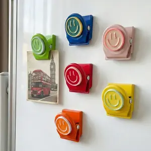 6 Colorful Resin Happy Face Refrigerator Magnets, Fun Fridge Magnets for Office and School Supplies, Home Organization Essential, Fridge Magnet Clip, Diy Fridge Magnet