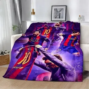 Soft Funny Throw Blanket Leo Messi Blanket NO.10 Football Blanket Football Fans Gifts Soft Flannel Blanket Suitable For Sofa Beds Living Rooms Beloved By Both Adults And Children Birthday Gifts Holiday Party Home Decor