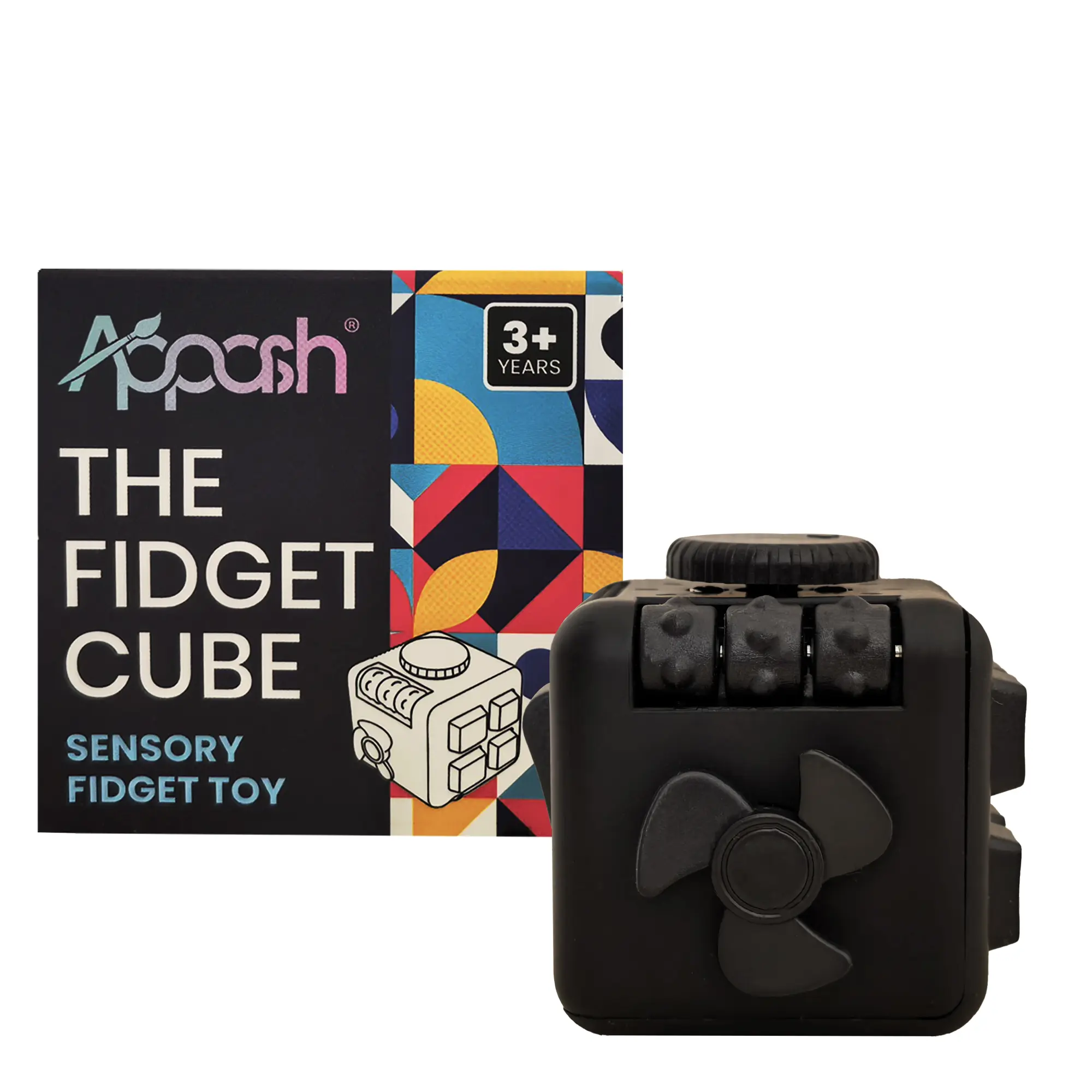 Appash Fidget Cube - 9-in-1 Sensory Desk Toy for ADHD Autism Anxiety [BlkBlk]