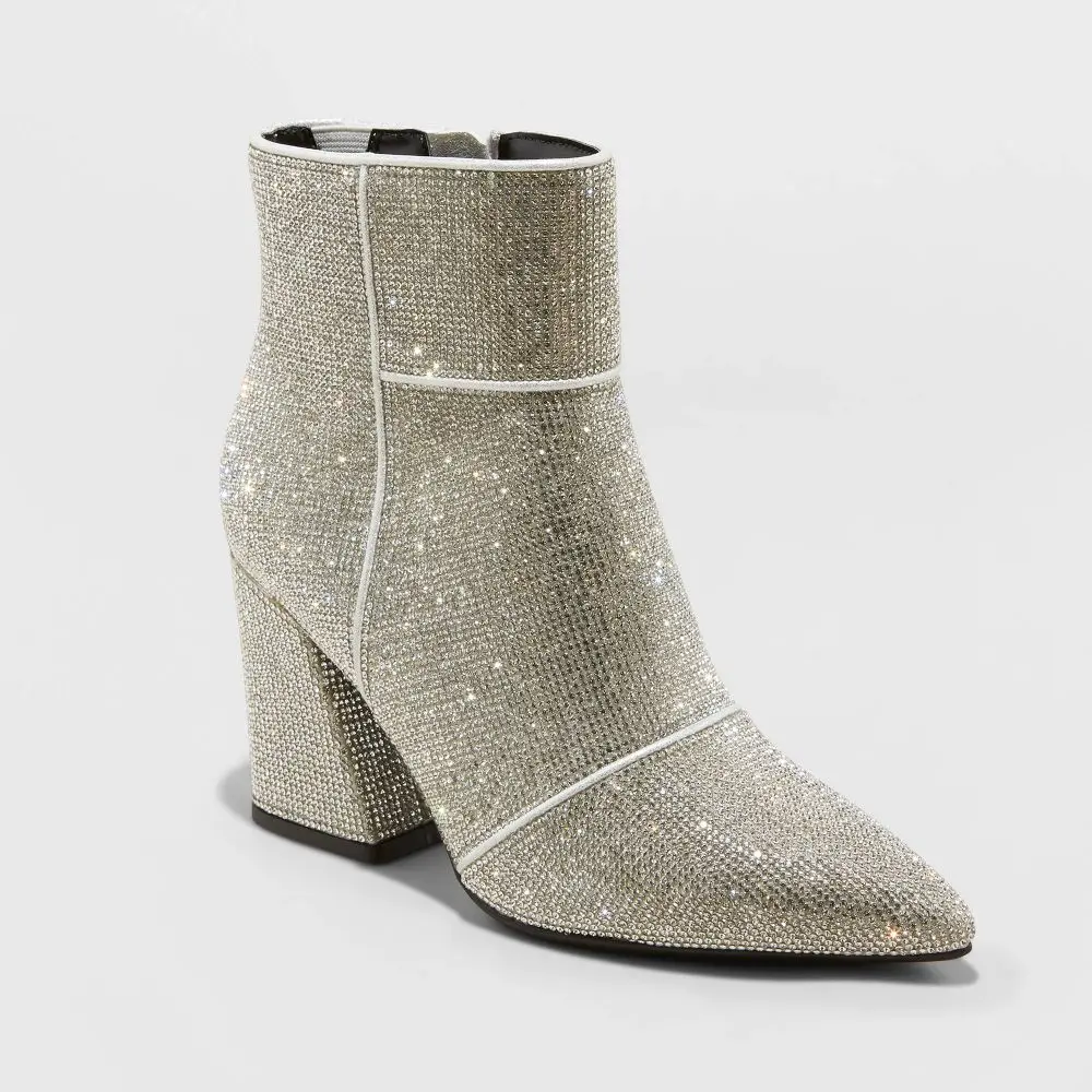 A New Day Women's Ankle Boots Sparkly Cushioned Ponty Booties Winter