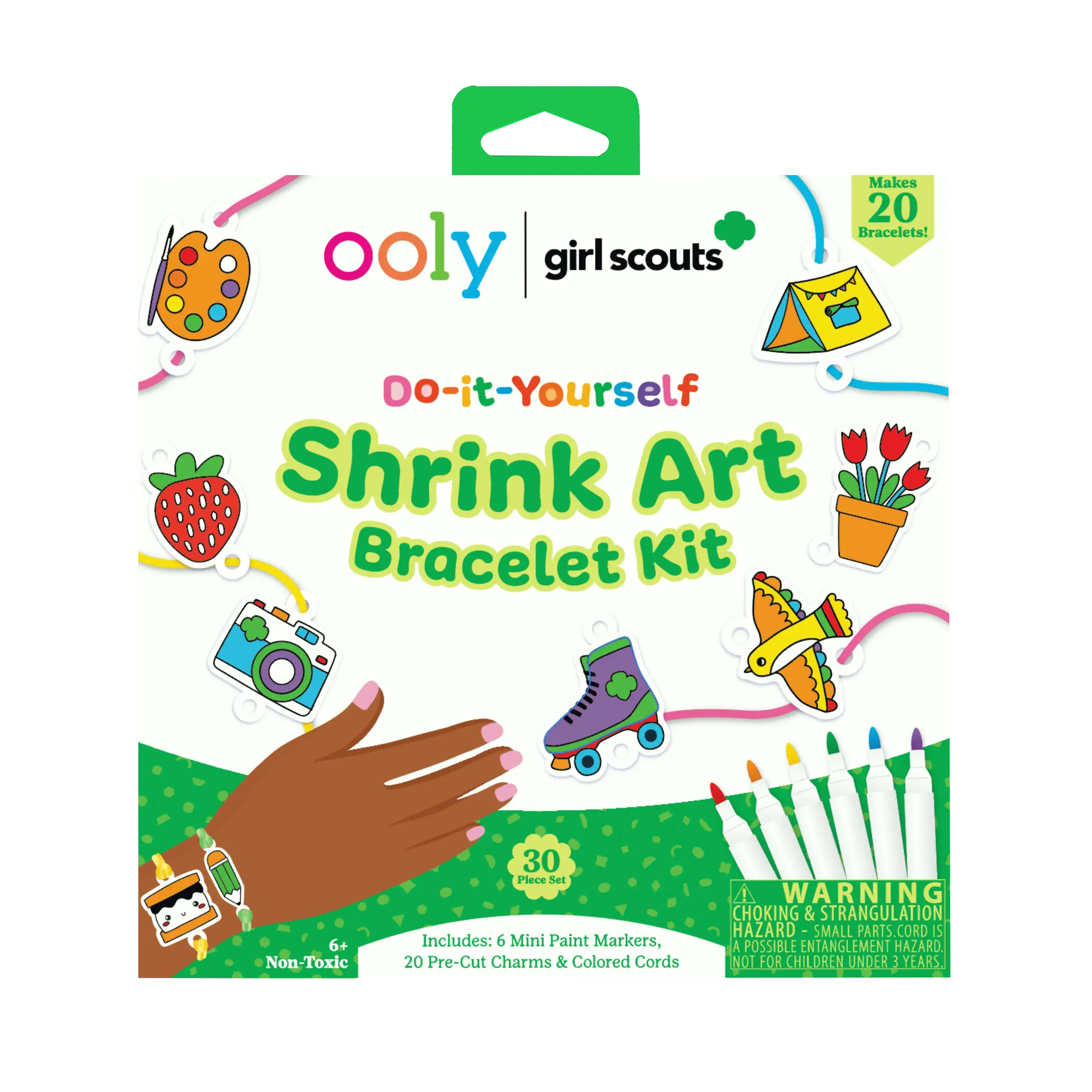 OOLY x Girl Scouts DIY Shrink Art Bracelet Kit - 20 Bracelets 6 Markers