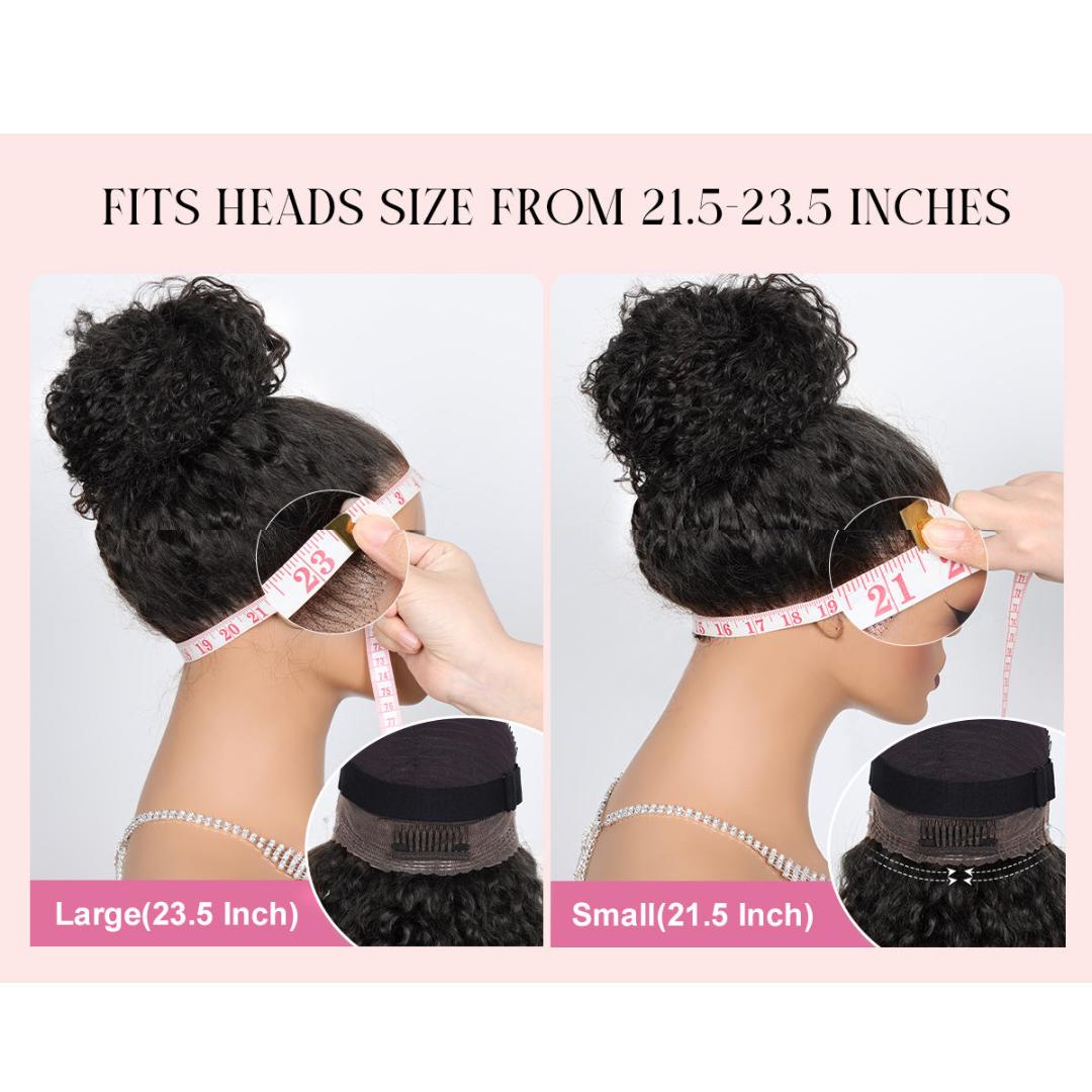 Female Human Hair 360 Lace No Glue Fluffy Wave Wig, Brown Balayage Highlights, 180% Density, Pre-Cut HD Skin Lace, Invisible Adjustable Strap Fit, Length 22 Inch, Daily Wear