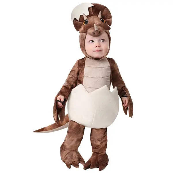 HalloweenCostumes Infant Tiny Triceratops Dinosaur Costume Outfit, Animal Tail Costume, Baby Clothing for Halloween Dress-Up