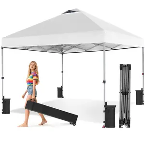 10x10 Pop Up Canopy Ten,Easy Setup Instant Outdoor Canopy with Vented Top and Wheeled Bag,White