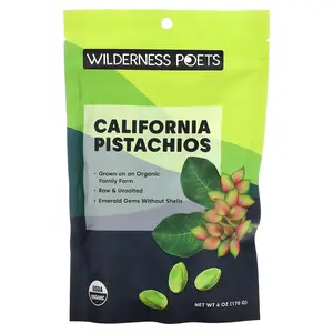 Wilderness Poets Organic Organic California Pistachios, Unsalted, 6 oz (170 g)