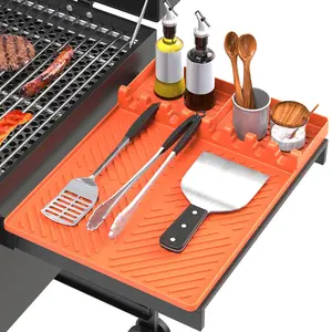Summervibes Silicone Griddle Mat Utensils - Waterproof, Oil-Proof, Heatproof, Easy-to-Clean Spatula Drip Pad, Multifunctional Side Shelf Mat for Kitchen Countertop, Outdoor BBQ Grill, Mother's Day Accessories