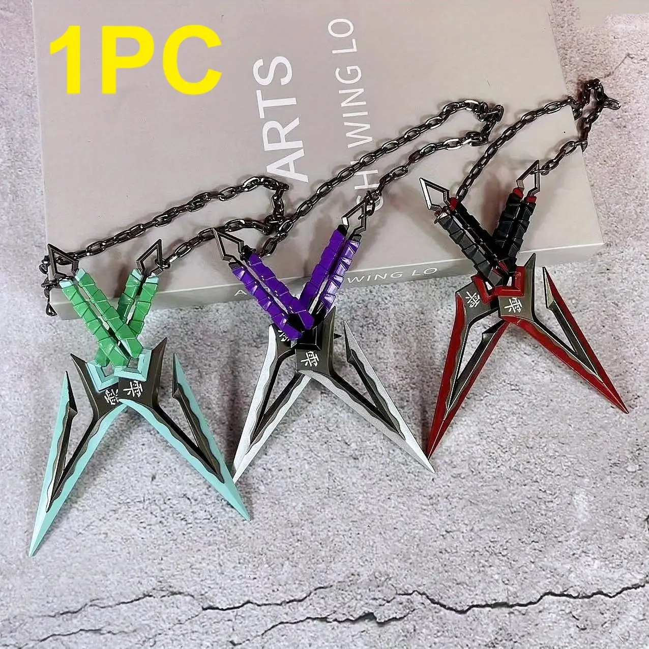 14cm 5.5inch Metal Ninja Star Katana Model Small Sword Ninja Knife Sabre Syuriken Anime Cosplay Prop Accessories Steel Ninja Knife Real Japanese Katana Samurai Sabre Figure Model Gift Chain Fun Accessory