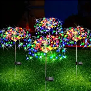 All Saints Day 8 Mode Solar Powered Outdoor Grass Globe Dandelion Fireworks Lamp 60-480 LED For Garden Lawn Landscape Holiday Light solar  firework Halloween Waterproof
