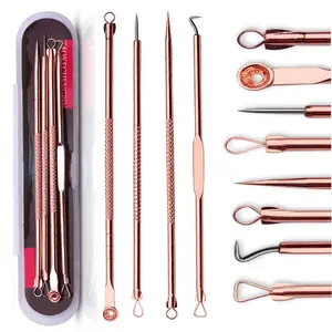 Blackhead Remover Pimple Comedone Extractor Tool Best Acne Removal Kit - Treatment for Blemish, Whitehead Popping, Zit Removing for Risk Free Nose Face Skin with Case(Rose, 4 Piece Set) Skincare