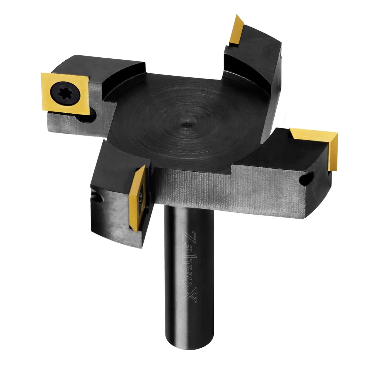 CNC Spoilboard Surfacing Router Bit, 1/2" Shank, 4 Wings, 3" Cutting Dia, TiN Coated Insert Carbide Slab Flattening Router Bit - C1202T