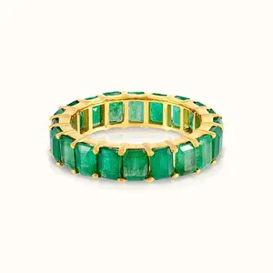 Green Emerald Emerald Cut Eternity Ring