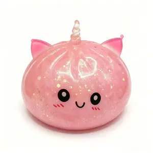 Glitter Unicorn Dumpling Squishy Toy | Jelly Gel Stress Fidget for Stocking Stuffers Classroom Rewards