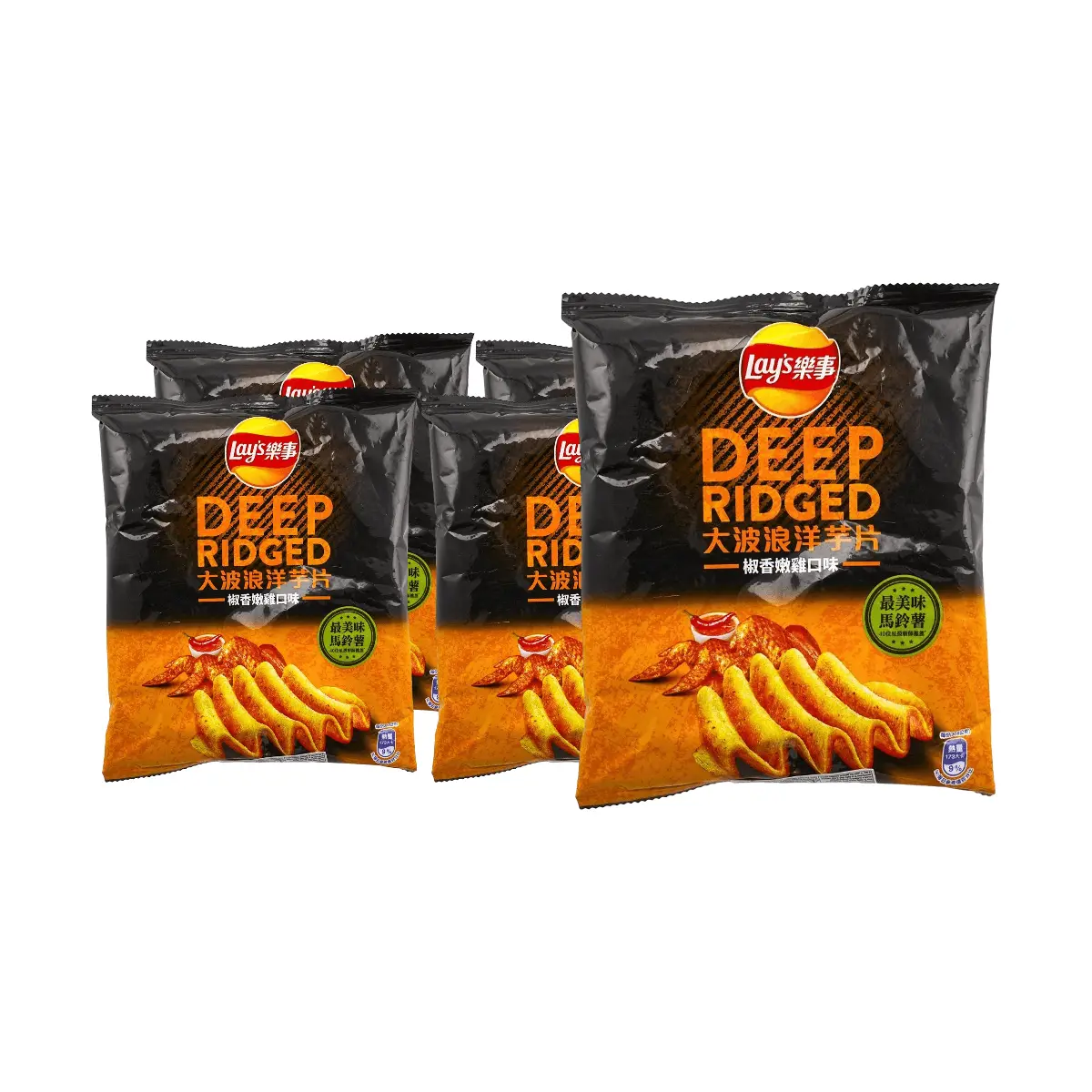Lay's Taiwan Potato Chips - Spicy Chicken Flavor, 5 Bags (30.5g Each) - Crispy Wavy Snacks for Sharing