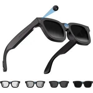 AI  Glasses with Camera, 1080P Video Recording Glasses, 8MP Camera Glasses, Real Time Translation, ChatGPT AI Voice Assistant, Open-Ear Audio,4-level electrochromic sunglasses for Men Women