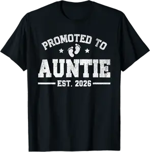 Promoted to Auntie est. 2026 Aunt Family Baby Announcement T-Shirt - Janessaho Shop 66B0F1YVQLT8
