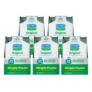 SmartMouth Original Zinc Activated Mouthwash Travel Packs (50 Packets) – Fresh Breath Travel Oral Rinse | On-the-Go Bad Breath Solution
