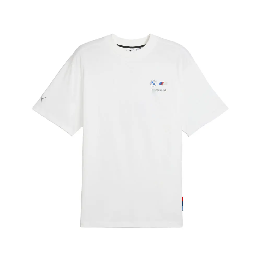 PUMA Mens Bmw M Motorsport Stacked Crew Neck Short Sleeve Casual Tops Casual - White