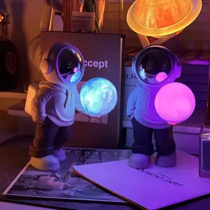 Dreamy Planet Astronaut Desktop Decor, USB Charging Night Light with Bluetooth-compatible Speaker, Ambient Table Lamp, Indoor Decorative Light, Birthday Gift, Home Decoration