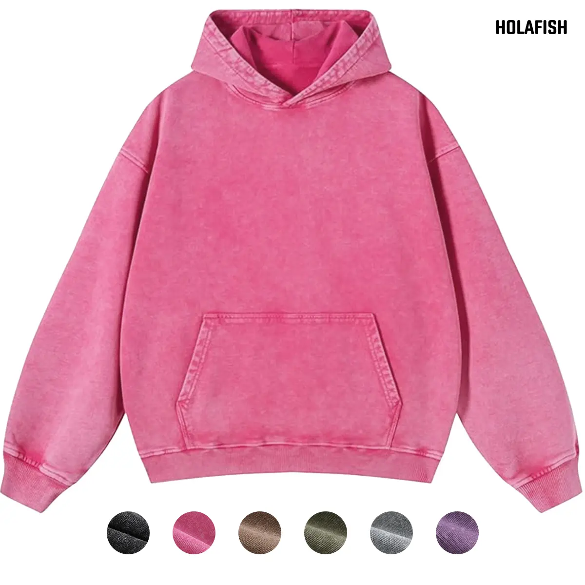 Holafish Casual Oversized Hoodies Acid Wash Pullover Unisex Women Fall Acid Wash Plain Preppy Hoodie Streetwear Vintage Hooded Sweatshirt, Christmas Gift Kangaroo Classic summervibes