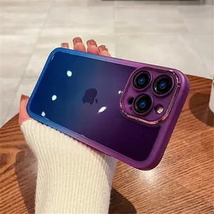 Luxury Gradient Rainbow Clear Phone Case for IPhone 16 Pro Max 15 14 13 12 11 X XR XS Plus Shockproof Camera Protection Cover